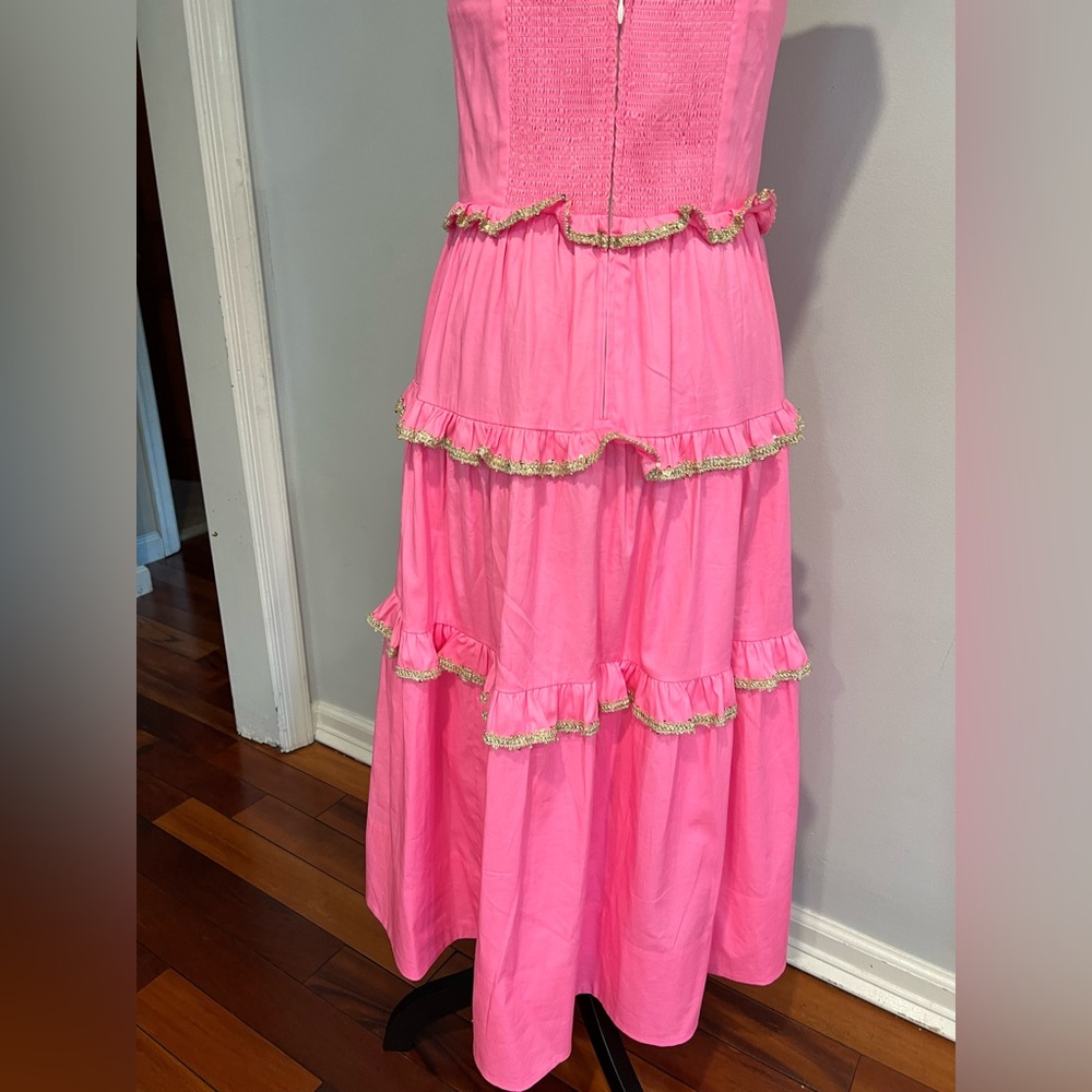 NWT Lilly Pulitzer ❤️‍🔥SAMPLE ❤️‍🔥 luxurious hot pink golden detail Dress ⭐️ - Picture 6 of 16